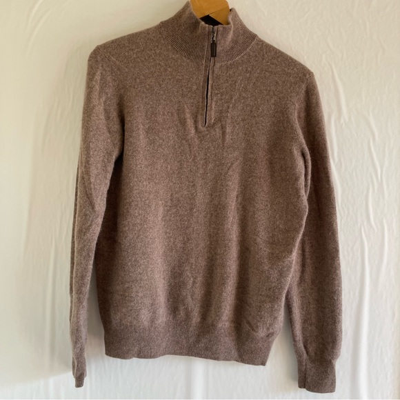 Daniel Hechter Brown Cashmere 1/4 Zip Men’s Sweater Size L